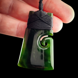 Natural Jade Side Koru Toki Pendant Necklace (N2219)