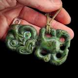 Natural Jade Hei Tiki Pendant Necklace (N2196)