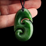 Natural Jade Double Koru Pendant Necklace (N2207)