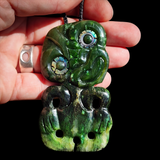 Natural Jade Hei Tiki Pendant Necklace (N1190)