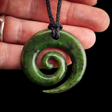 Natural Jade Koru Pendant Necklace (N2191)
