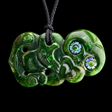 Natural Jade Side Hei Tiki Pendant Necklace (N2309)