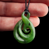 Natural Jade Koru Twist Pendant Necklace (N2204)