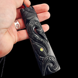 Natural Black Jade XL Manaia Toki Pendant Necklace (N2176)