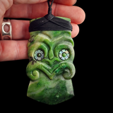 Natural Jade Tiki Toki Pendant Necklace (N2160)
