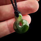 Natural Jade Pikorua Twist Pendant Necklace (N2177)