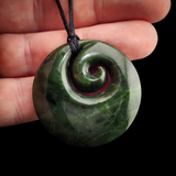Natural Jade Round Koru Pendant Necklace (N2217)