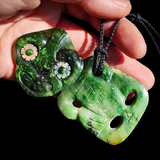 Natural Jade Side Hei Tiki Pendant Necklace (N1201)