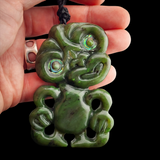 Natural Jade Hei Tiki Pendant Necklace (N2130)