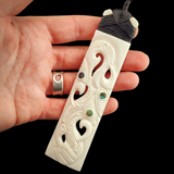XL Family of Manaia Toki Bone Carving Pendant Necklace