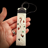XL Family of Manaia Toki Bone Carving Pendant Necklace