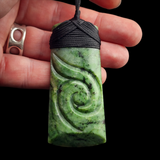 Natural Jade Etched Toki Pendant Necklace (N2165)