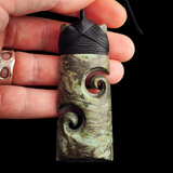 Natural Obay Stone / Polychrome Schist Koru Toki Pendant Necklace (N2148)