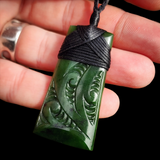 Natural Jade Etched Toki Pendant Necklace (N1183)
