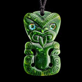 Natural Jade XL Hei Tiki Pendant Necklace (N2295)