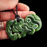 Natural Jade Hei Tiki Pendant Necklace (N2186)