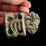 Natural Obay Stone / Polychrome Schist Hei Tiki Pendant Necklace (N2124)