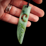 Natural Jade Koru Niho Pendant Necklace (N2144)