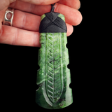 Natural Jade Etched Toki Pendant Necklace (N2158)