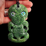 Natural Jade Hei Tiki Pendant Necklace (N2157)