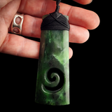 Natural Jade Koru Toki Pendant Necklace (N2166)