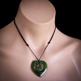 Natural Jade Triple Koru Heart Pendant Necklace (N2174)