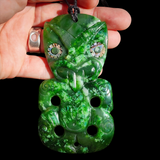 Natural Jade Hei Tiki Pendant Necklace (N1211)