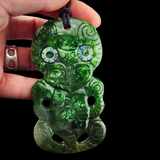 Natural Jade Hei Tiki Pendant Necklace (N2189)