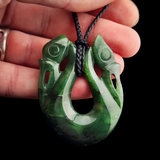 Natural Jade Double Manaia Pendant Necklace (N2182)