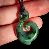 NZ Greenstone Pounamu Koru Pendant Necklace (N992)