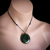 Natural Jade Notched Koru Pendant Necklace (N2187)