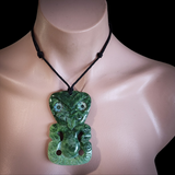 Natural Jade Hei Tiki Pendant Necklace (N2162)