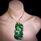 Natural Jade Hei Tiki Pendant Necklace (N2170)
