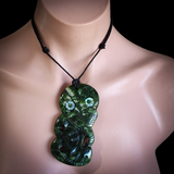 Natural Jade Hei Tiki Pendant Necklace (N2193)