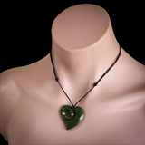 Natural Jade Koru Heart Pendant Necklace (N2179)