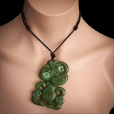 Natural Jade Hei Tiki Pendant Necklace (N2130)