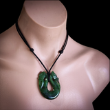 Natural Jade Double Manaia Pendant Necklace (N2182)