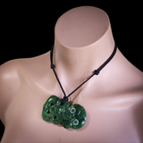 Natural Jade Hei Tiki Pendant Necklace (N2186)