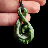 Natural Jade Koru Twist Pendant Necklace (N2227)