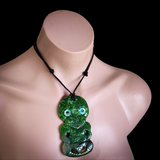 Natural Jade Hei Tiki Pendant Necklace (N2189)