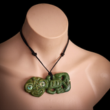 Natural Jade Side Hei Tiki Pendant Necklace (N2133)