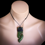 Natural Jade Double Koru Toki Pendant Necklace (N2171)