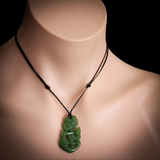 Natural Jade Hei Tiki Pendant Necklace (N2142)