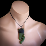 Natural Jade Double Koru Toki Pendant Necklace (N2163)