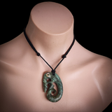 Natural Obay Stone / Polychrome Schist Manaia Pendant Necklace (N2143)