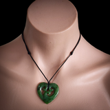 Natural Jade Triple Koru Heart Pendant Necklace (N2138)