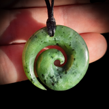 NZ Greenstone / Pounamu Koru Pendant Necklace (N777)