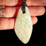 NZ Rare Mutton Fat Greenstone Pounamu Freeform Pendant Necklace (N1004)