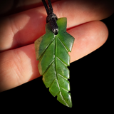 NZ Greenstone / Pounamu Fern Pendant Necklace (N776)