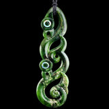 Natural Jade XL Double Manaia Pendant Necklace (N2241)